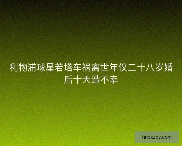 利物浦球星若塔车祸离世年仅二十八岁婚后十天遭不幸